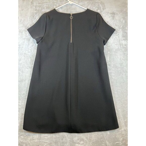 Zara TRF‎ Collection Black Dress V Neck Short Sleeve Back Zip Detail Size Small - Picture 2 of 7